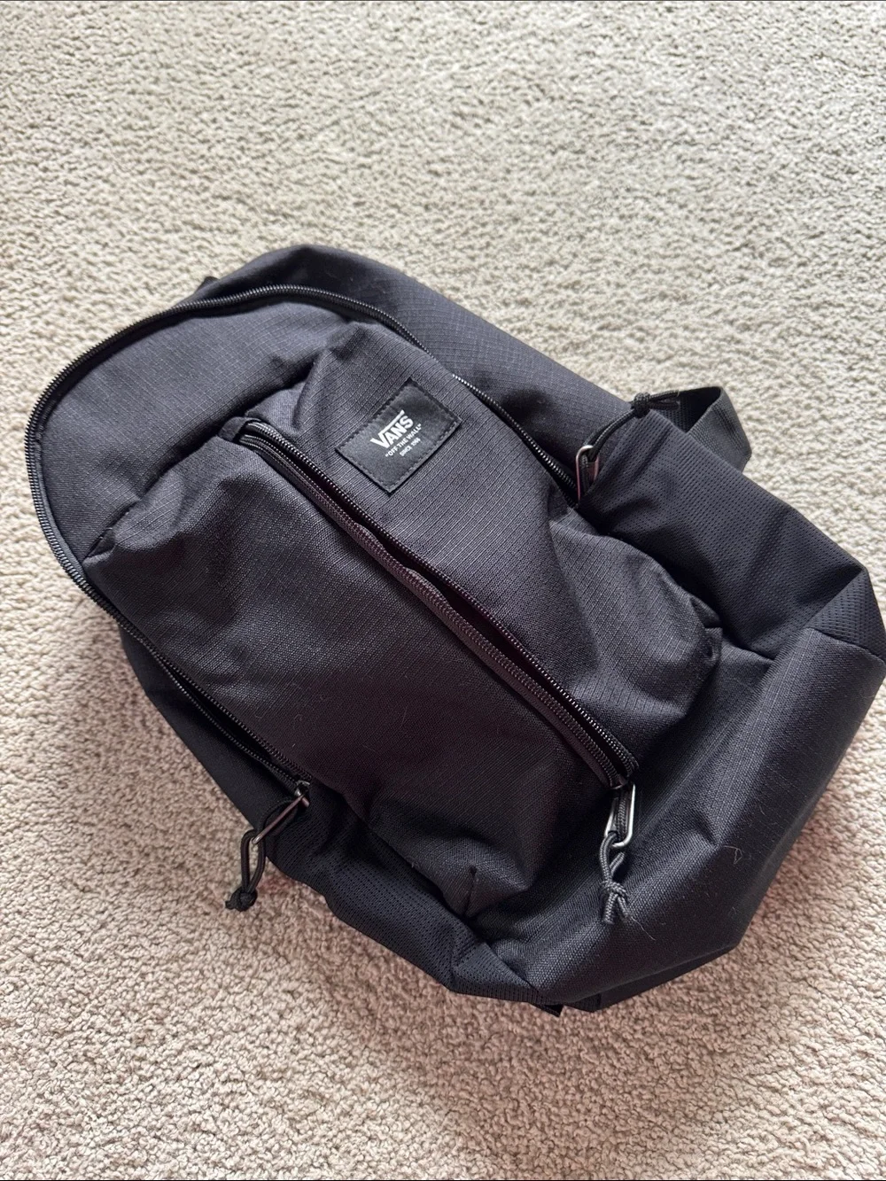 Vans Black Mini Backpack with Front Vertical Zip